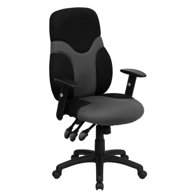 High Back Ergonomic Two-Tone Mesh Swivel Task Office Chair with Adjustable Arms - View 1