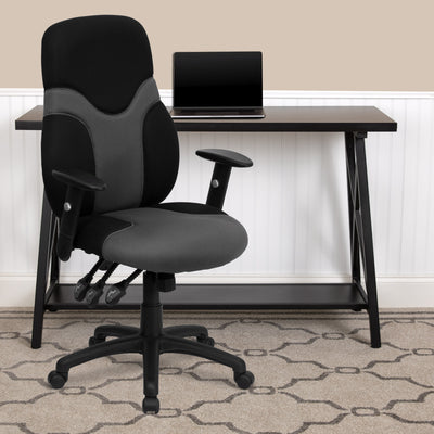 High Back Ergonomic Two-Tone Mesh Swivel Task Office Chair with Adjustable Arms - View 2