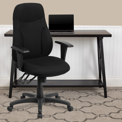 High Back Fabric Multifunction Swivel Ergonomic Task Office Chair with Adjustable Arms - View 2