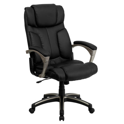 High Back Folding LeatherSoft Executive Swivel Office Chair with Arms - View 1