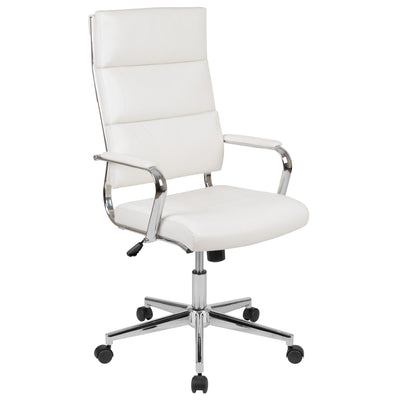 High Back LeatherSoft Contemporary Panel Executive Swivel Office Chair - View 1