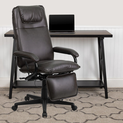 High Back LeatherSoft Executive Reclining Ergonomic Swivel Office Chair with Arms - View 2