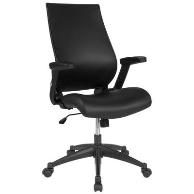 High Back LeatherSoft Executive Swivel Office Chair with Molded Foam Seat and Adjustable Arms - View 1