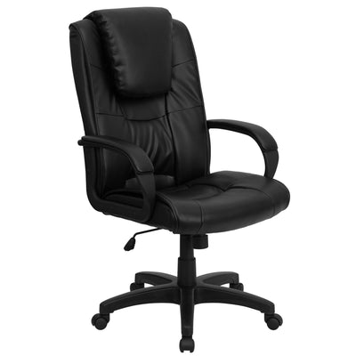 High Back LeatherSoft Executive Swivel Office Chair with Oversized Headrest and Arms - View 1