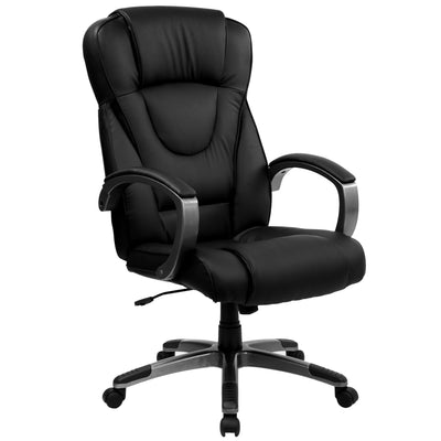 High Back LeatherSoft Executive Swivel Office Chair with Titanium Nylon Base and Loop Arms - View 1