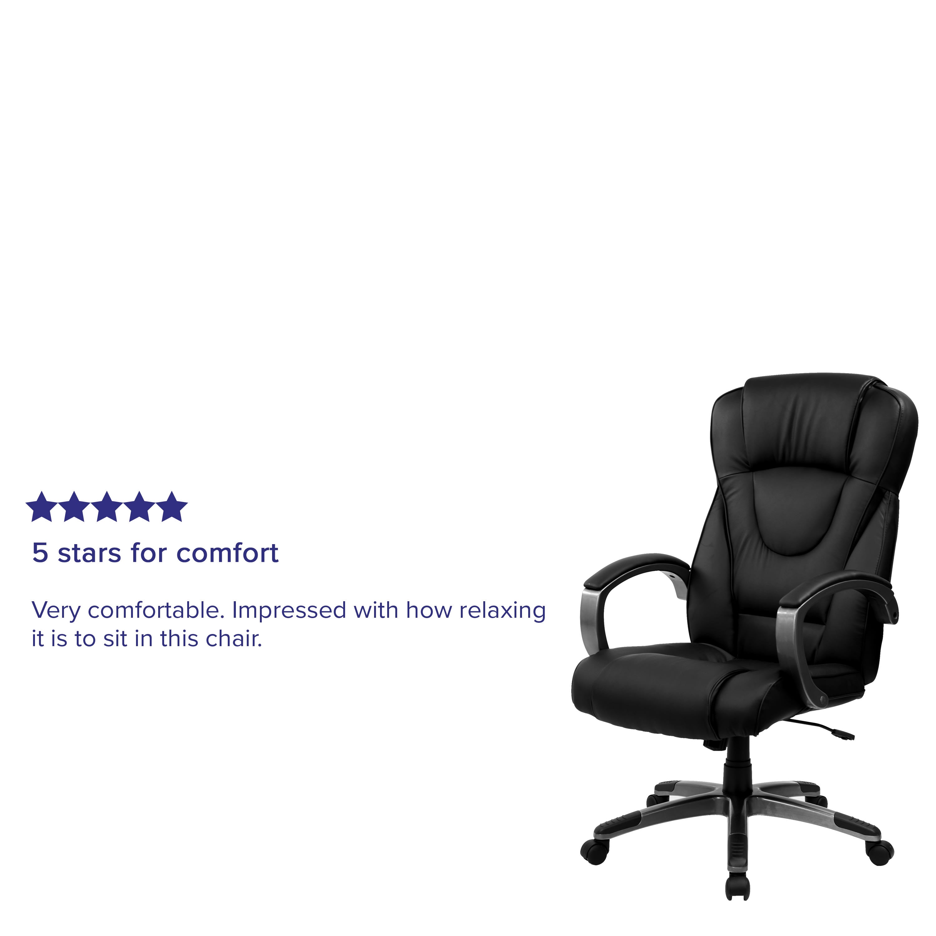 High Back LeatherSoft Executive Swivel Office Chair with Titanium Nylon  Base and Loop Arms