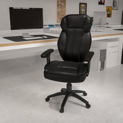 High Back LeatherSoft Multifunction Executive Swivel Ergonomic Office Chair with Lumbar Support Knob with Arms - View 2