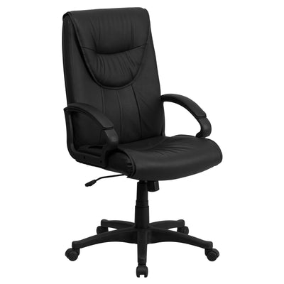 High Back Leather Executive Swivel Office Chair with Distinct Headrest and Arms - View 1