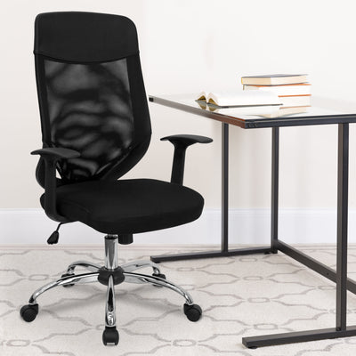 High Back Mesh Executive Swivel Office Chair with Arms - View 2