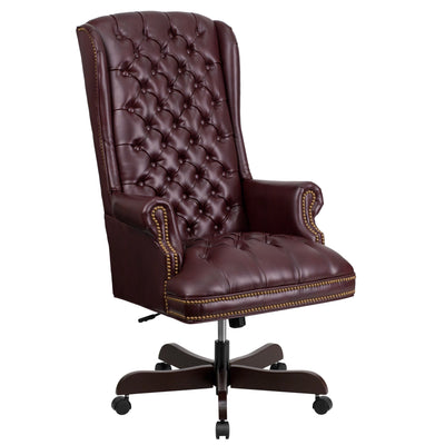 High Back Traditional Fully Tufted LeatherSoft Executive Swivel Ergonomic Office Chair with Arms - View 1