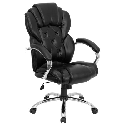 High Back Transitional Style LeatherSoft Executive Swivel Office Chair with Arms - View 1