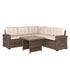 Huck Indoor/Outdoor Wicker Rattan Conversation Set, L-Shaped Sofa with Dining Table, Weather Resistant Cushions