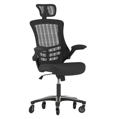 Kelista High-Back Swivel Ergonomic Executive Office Chair with Flip-Up Arms and Roller Wheels - View 1