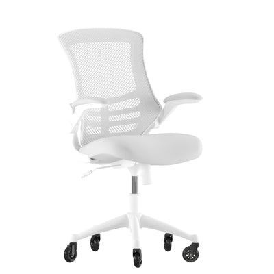 Kelista Mid-Back Swivel Ergonomic Task Office Chair with Flip-Up Arms and Transparent Roller Wheels - View 1