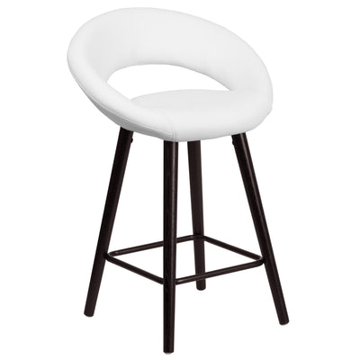 Kelsey Series 24'' High Contemporary Vinyl Counter Height Stool with Cappuccino Wood Frame - View 1