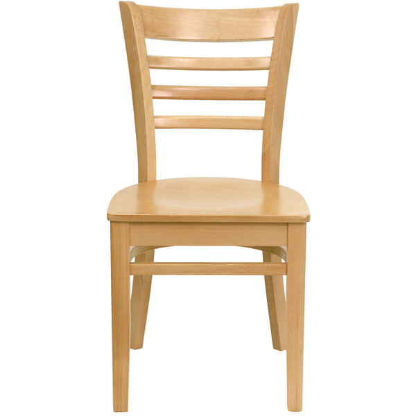 Natural Wood Seat/Natural Wood Frame |#| Ladder Back Natural Wood Restaurant Chair