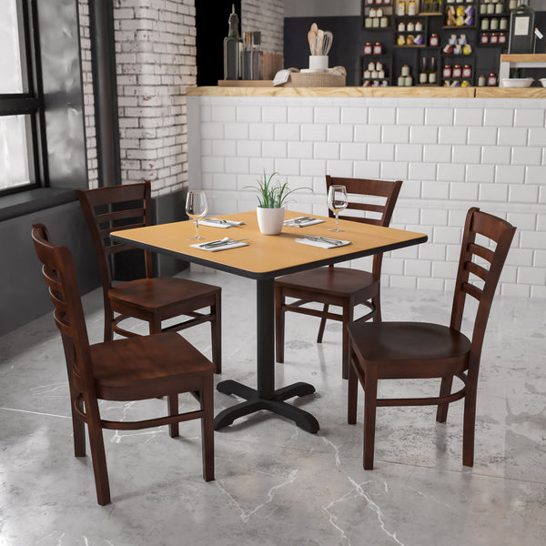 Walnut Wood Seat/Walnut Wood Frame |#| Ladder Back Walnut Wood Restaurant Chair