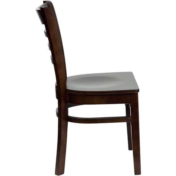 Walnut Wood Seat/Walnut Wood Frame |#| Ladder Back Walnut Wood Restaurant Chair