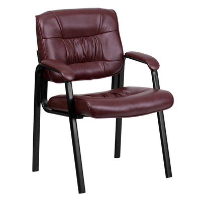 LeatherSoft Executive Side Reception Chair with Powder Coated Frame - View 1