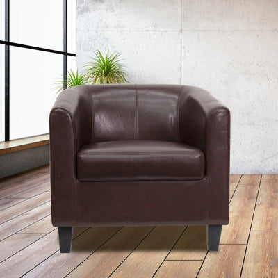 LeatherSoft Lounge Chair with Sloping Arms - View 2