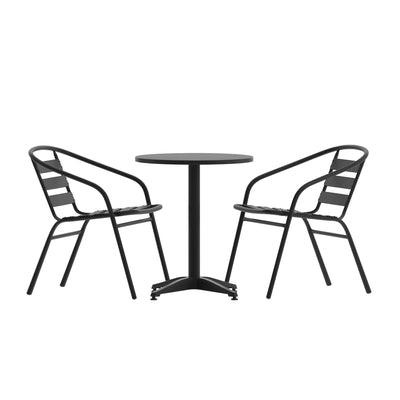 Lila 23.5'' Round Aluminum Indoor-Outdoor Table Set with 2 Slat Back Chairs - View 1