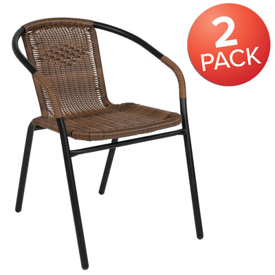 Lila 2 Pack Rattan Indoor-Outdoor Restaurant Stack Chair - View 2