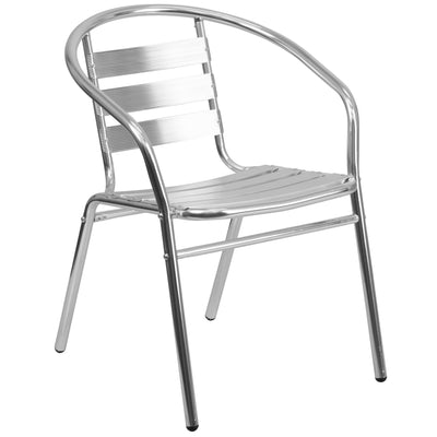 Lila Aluminum Commercial Indoor-Outdoor Restaurant Stack Chair with Triple Slat Back - View 1