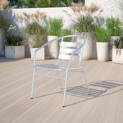 Lila Aluminum Commercial Indoor-Outdoor Restaurant Stack Chair with Triple Slat Back - View 2