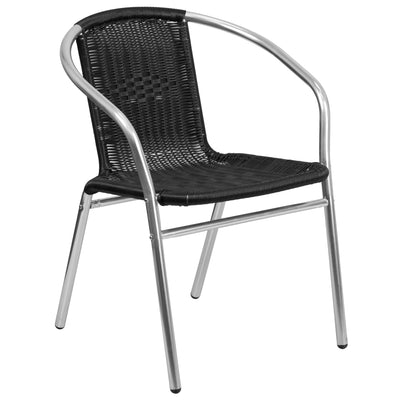 Lila Aluminum and Rattan Commercial Indoor-Outdoor Restaurant Stack Chair - View 1