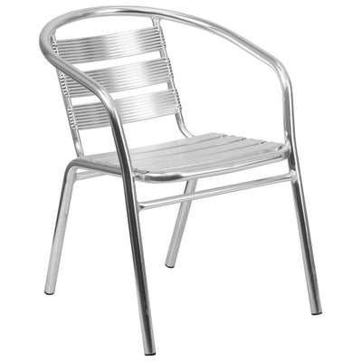 Lila Heavy Duty Aluminum Commercial Indoor-Outdoor Restaurant Stack Chair with Triple Slat Back - View 1
