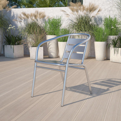 Lila Heavy Duty Aluminum Commercial Indoor-Outdoor Restaurant Stack Chair with Triple Slat Back - View 2