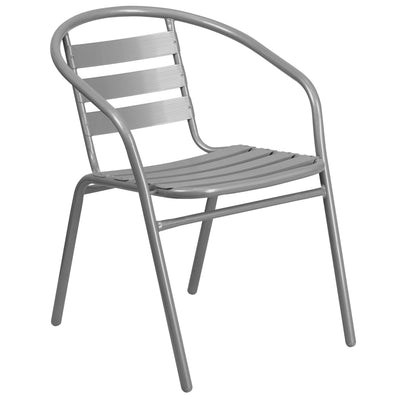 Lila Metal Restaurant Stack Chair with Aluminum Slats - View 1