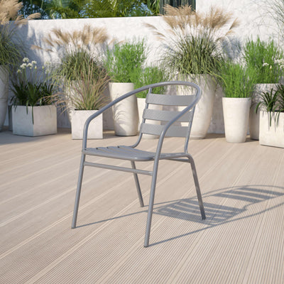 Lila Metal Restaurant Stack Chair with Aluminum Slats - View 2