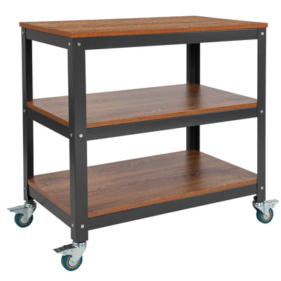 Livingston Collection 30"W Rolling Storage Cart with Metal Wheels - View 1