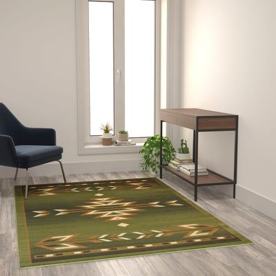Lodi Collection Southwestern Area Rug - Olefin Rug with Jute Backing for Hallway, Entryway, Bedroom, Living Room - View 2