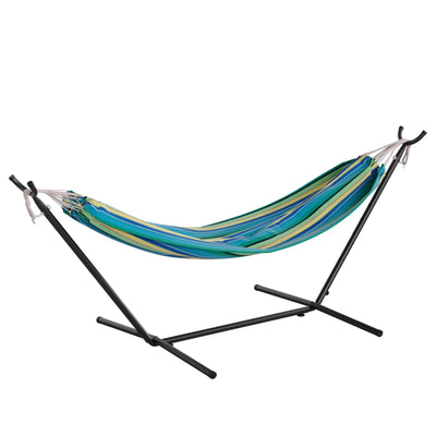 Lola 2 Person Hammock with Stand and Premium Carry Bag, Cotton Hammock with Space Saving Steel Stand, 450 LBS. Static Weight Capacity - View 1