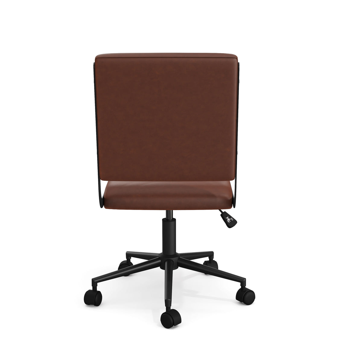 Saddle Brown Faux Leather/Oil Rubbed Bronze Frame |#| Faux Leather Height-Adjust Swivel Home Office Chair - Saddle Brn/Oil Rubbed Brnz