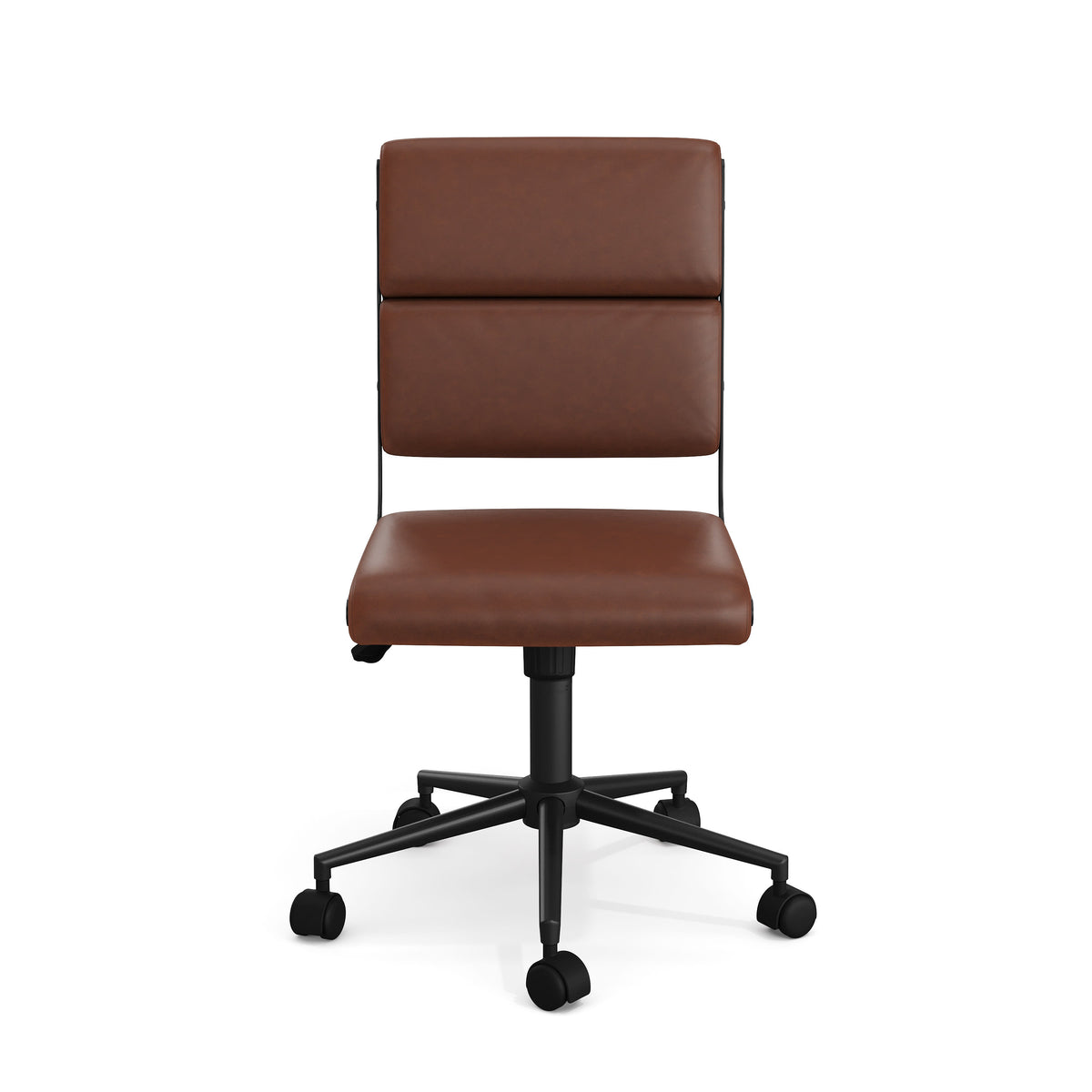 Saddle Brown Faux Leather/Oil Rubbed Bronze Frame |#| Faux Leather Height-Adjust Swivel Home Office Chair - Saddle Brn/Oil Rubbed Brnz