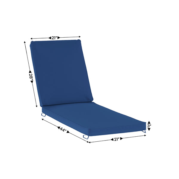Navy |#| Commercial Water-Resistant Outdoor Chaise Lounge Patio Cushion in Navy