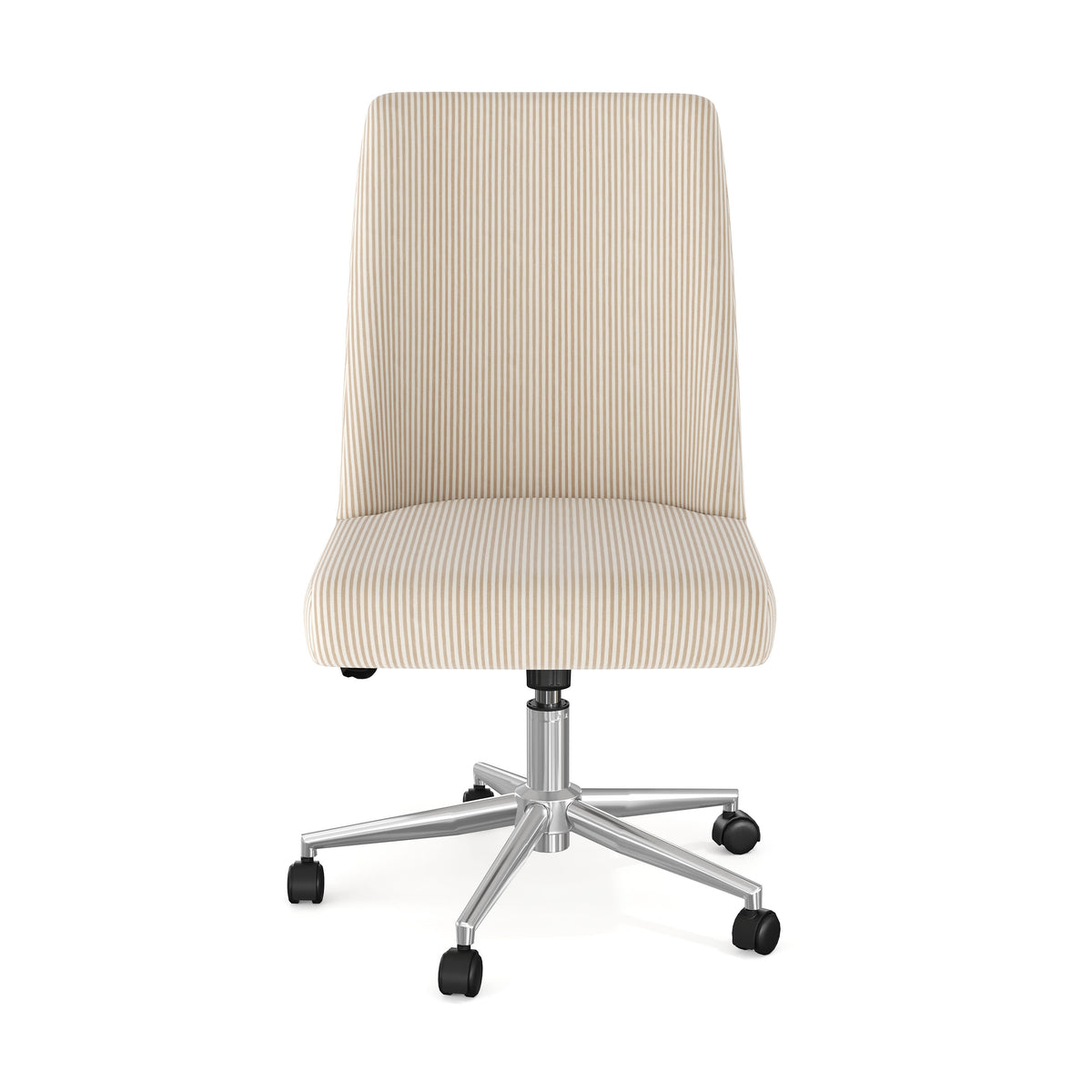 Beige Stripe Fabric/Polished Nickel Frame |#| Fabric Height Adjustable Swivel Home Office Chair - Beige Stripe/Polished Nickel