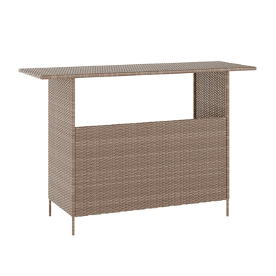 Marco Indoor/Outdoor Patio Wicker Rattan Bar Counter Table with 2 Shelves - View 1