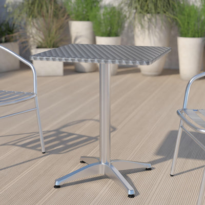 Mellie 23.5'' Square Aluminum Indoor-Outdoor Table with Base - View 2