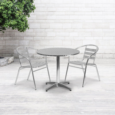 Mellie 31.5'' Round Aluminum Indoor-Outdoor Table with Base - View 2
