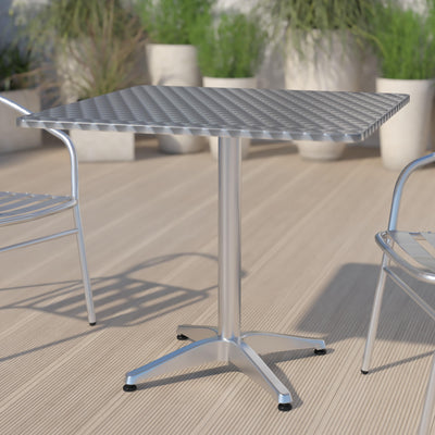 Mellie 31.5'' Square Aluminum Indoor-Outdoor Table with Base - View 2