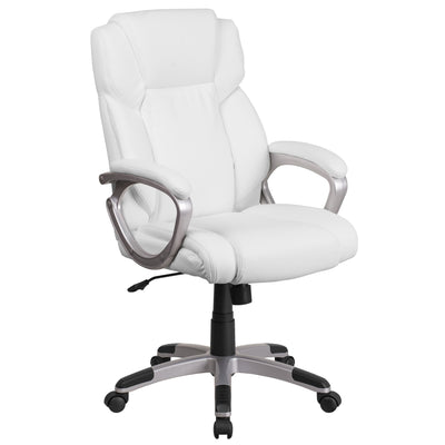 Mid-Back LeatherSoftSoft Executive Swivel Office Chair with Padded Arms - View 1