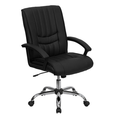 Mid-Back LeatherSoftSoft Swivel Manager's Office Chair with Arms - View 1