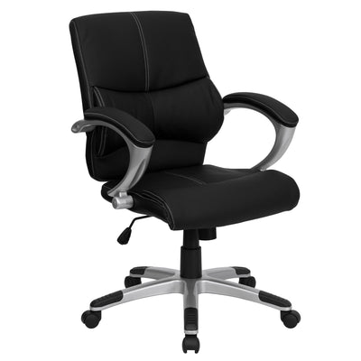 Mid-Back LeatherSoft Contemporary Swivel Manager's Office Chair with Arms - View 1