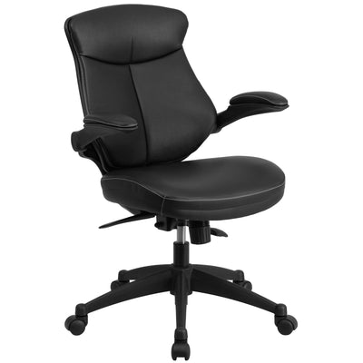 Mid-Back LeatherSoft Executive Swivel Ergonomic Office Chair with Back Angle Adjustment and Flip-Up Arms - View 1