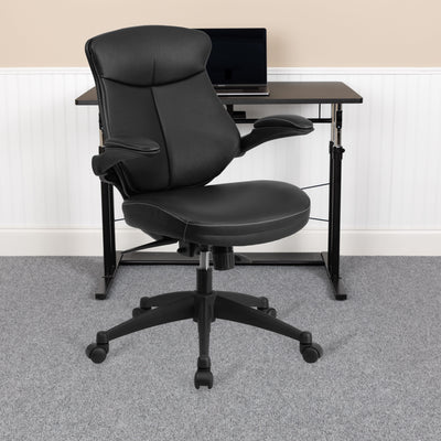 Mid-Back LeatherSoft Executive Swivel Ergonomic Office Chair with Back Angle Adjustment and Flip-Up Arms - View 2