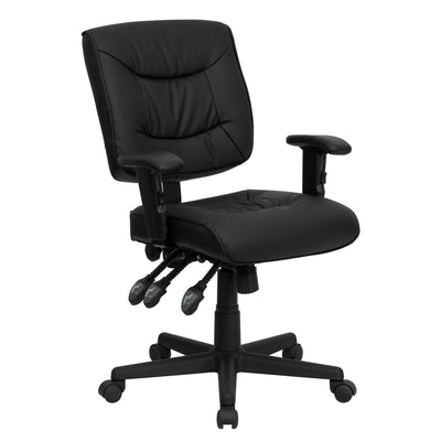Mid-Back LeatherSoft Multifunction Swivel Ergonomic Task Office Chair with Adjustable Arms - View 1